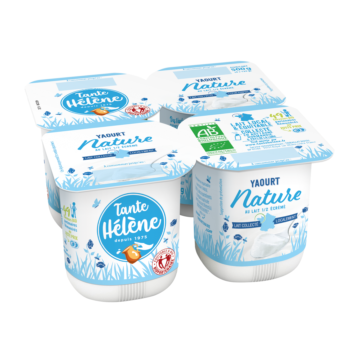 Yaourt nature bio et équitables x4