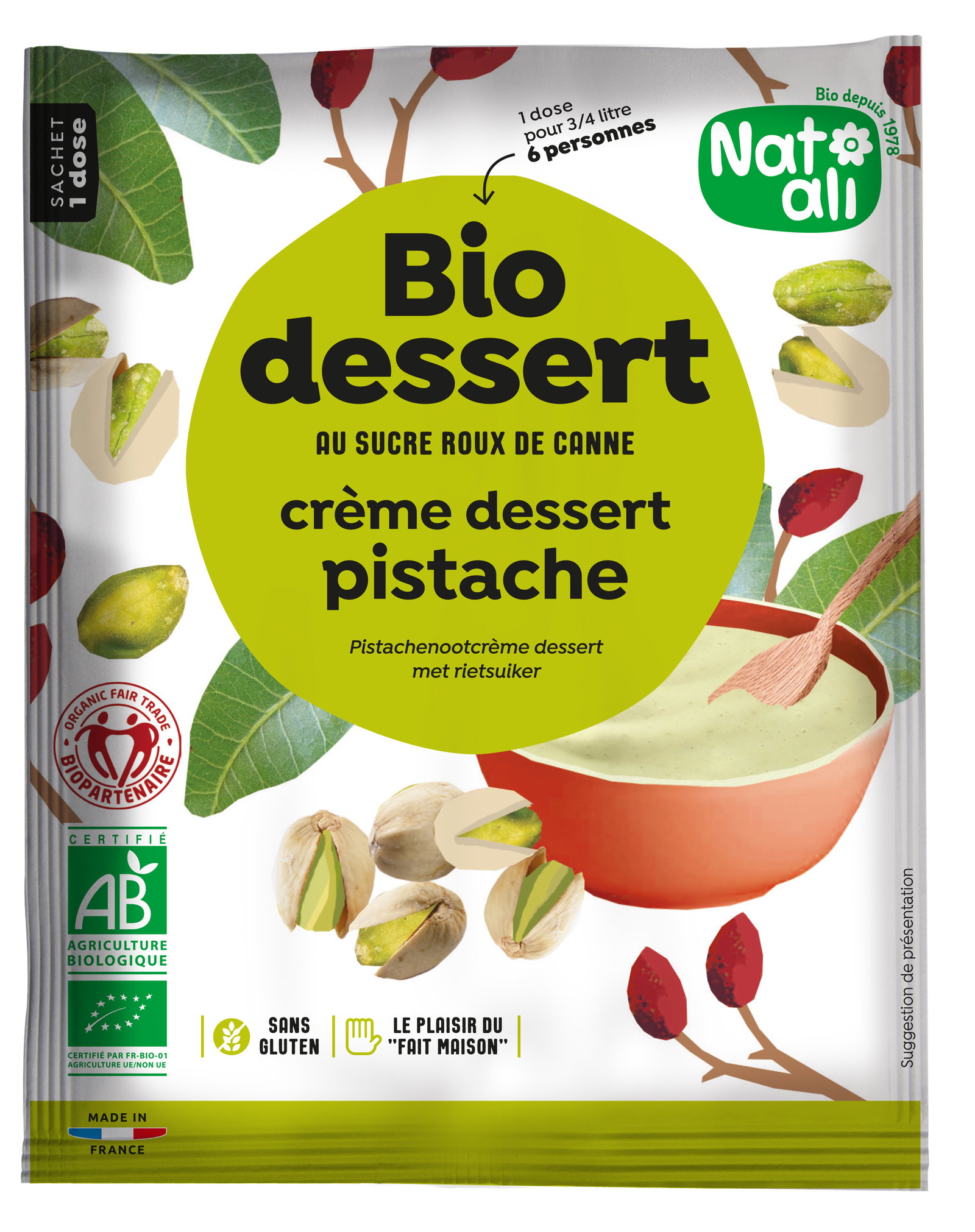 Préparation pour crème dessert pistache bio et équitable