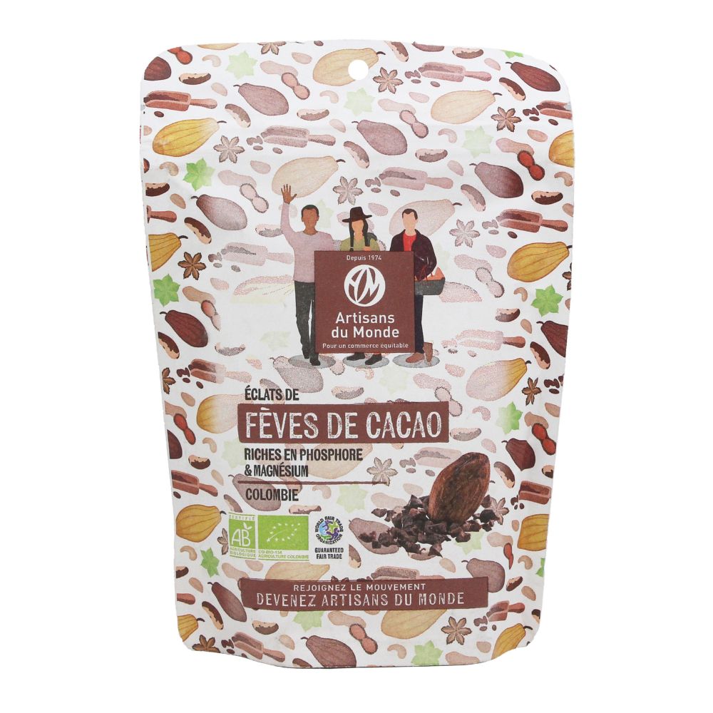 Éclats de fèves de cacao bio et équitables
