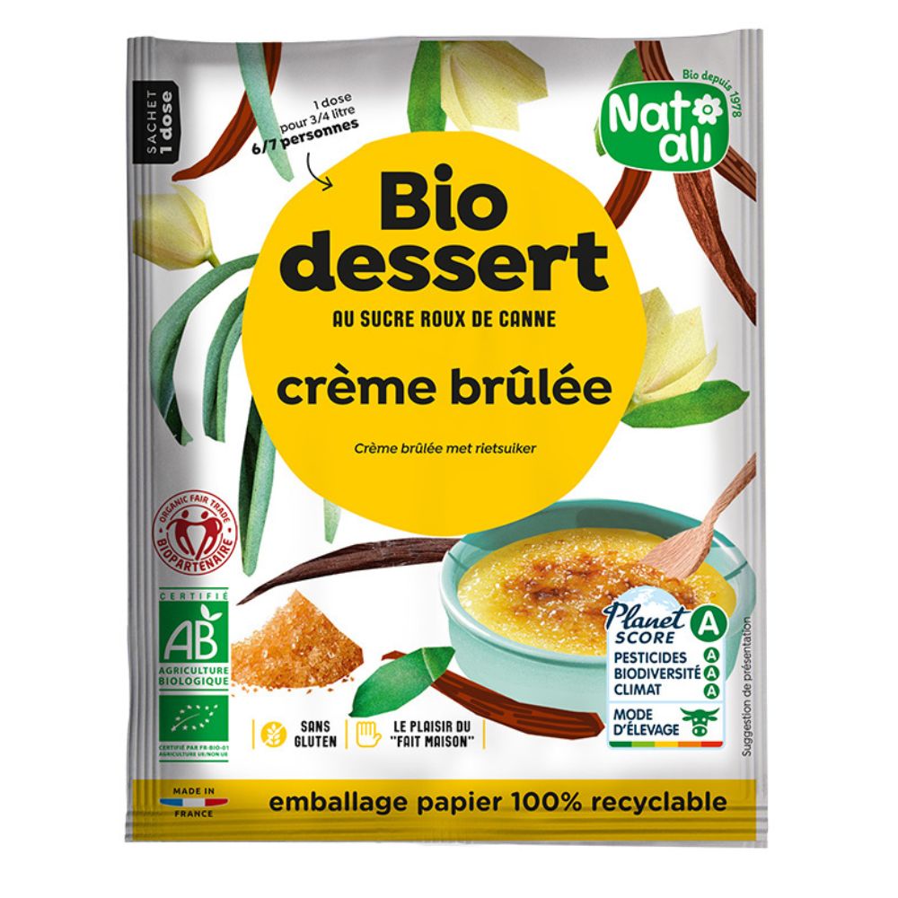 Préparation pour crème brûlée bio et équitable