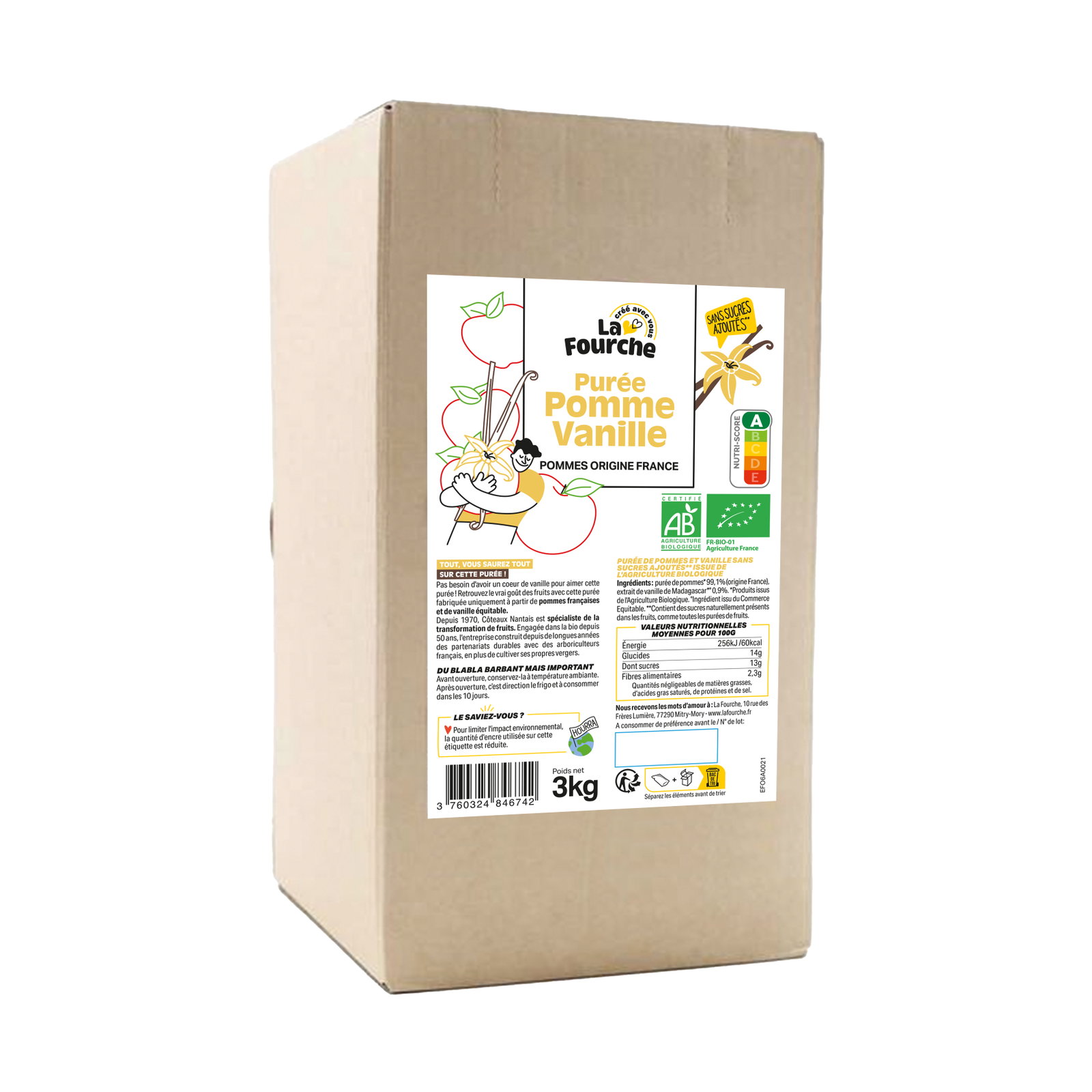 Purée pomme vanille bio