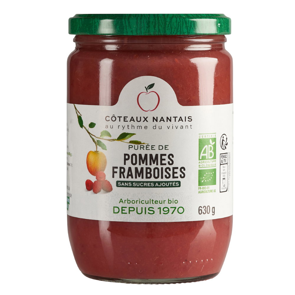Purée de pommes framboises sans sucres ajoutés bio