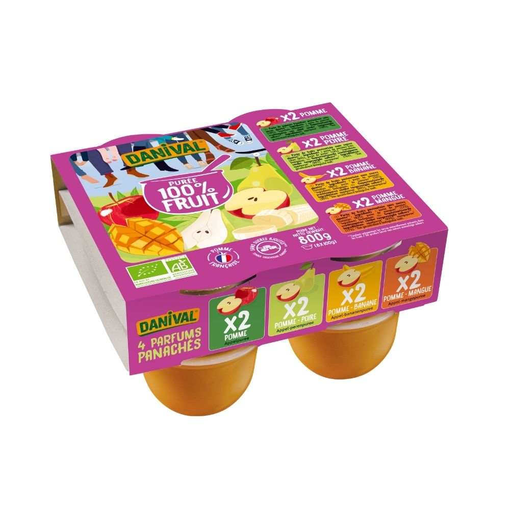 Purées de fruits panachées bio - 8x100g