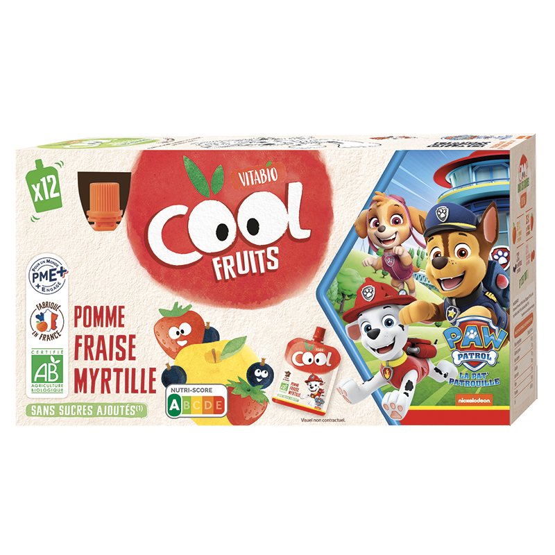 Maxi lot de compotes cool fruits pomme fraise myrtille bio - 12x90g
