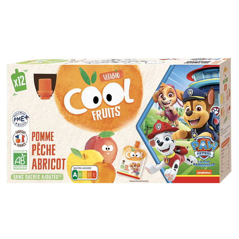 Maxi lot de compotes cool fruits pomme pêche abricot bio - 12x90g