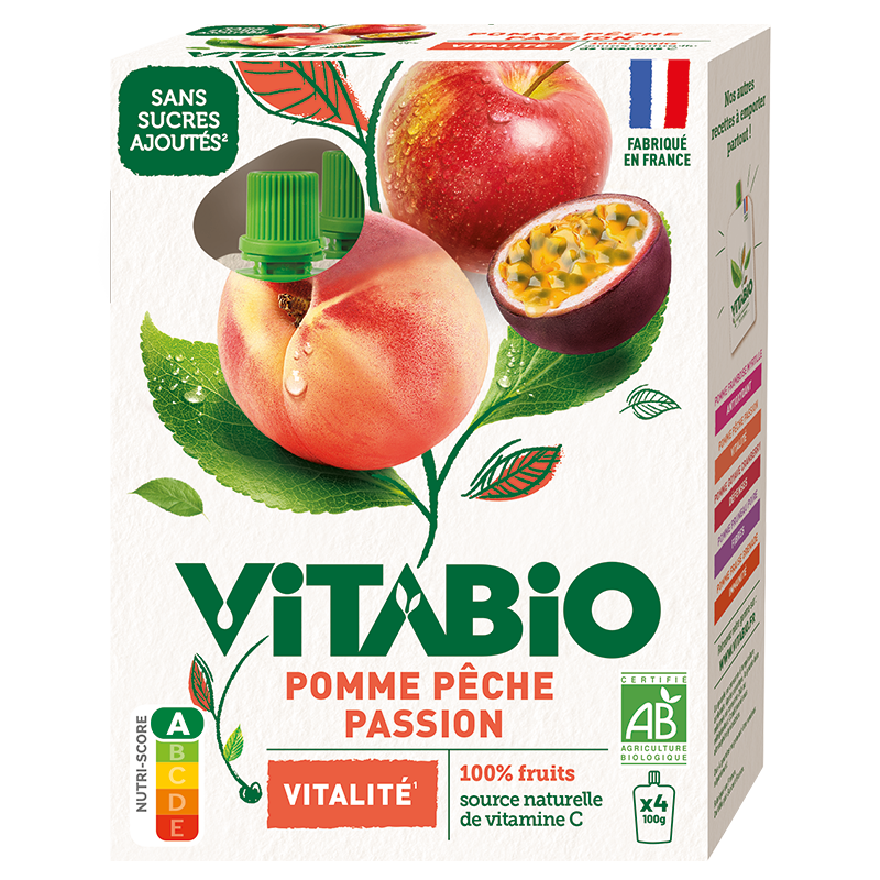 Gourdes pomme pêche passion - vitalité bio x4