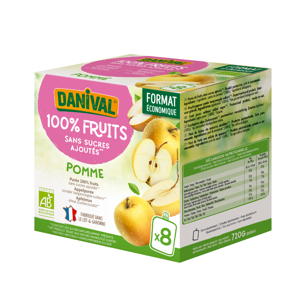 Gourdes de purée de pomme nature - 8x90g