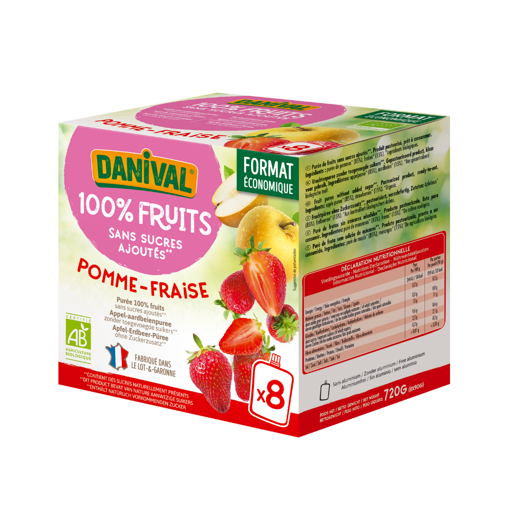 Poki bio pomme fraise en gourde - 8x90g