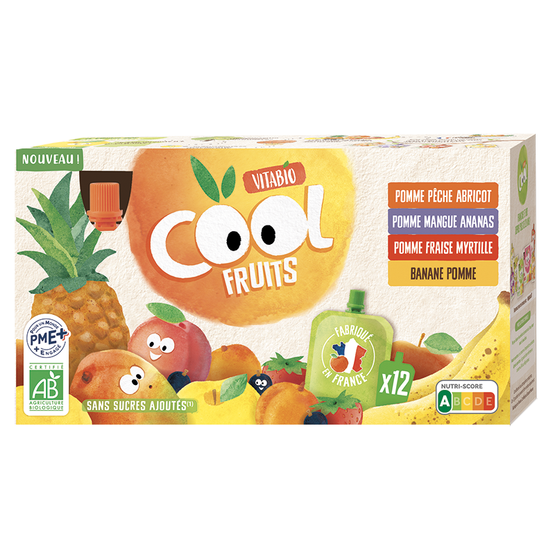 Maxi lot de purées de fruits cool fruits - 4 parfums bio