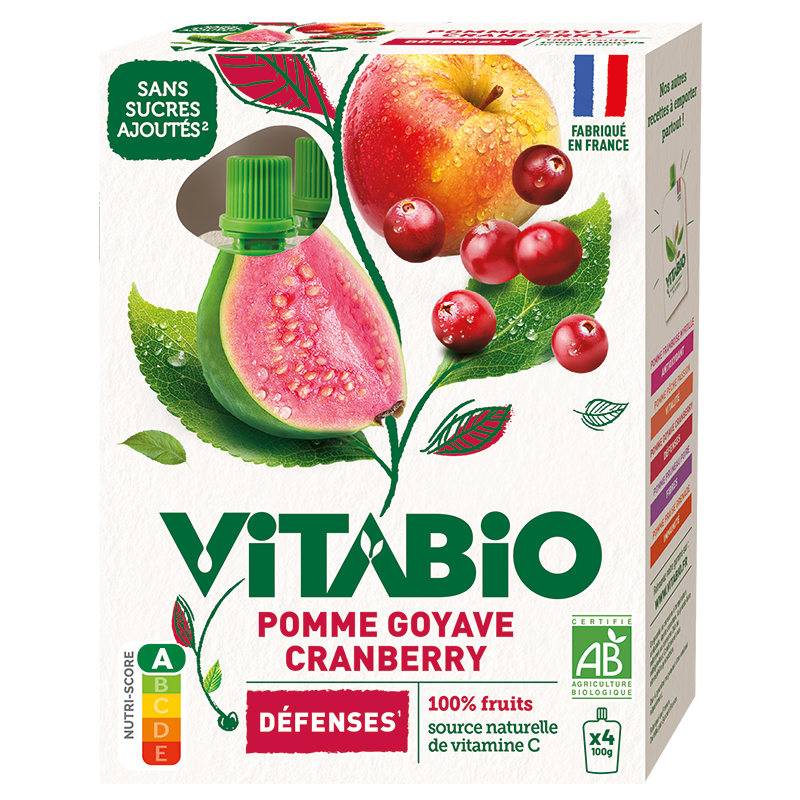 Gourde pomme goyave cranberry - défenses bio x4