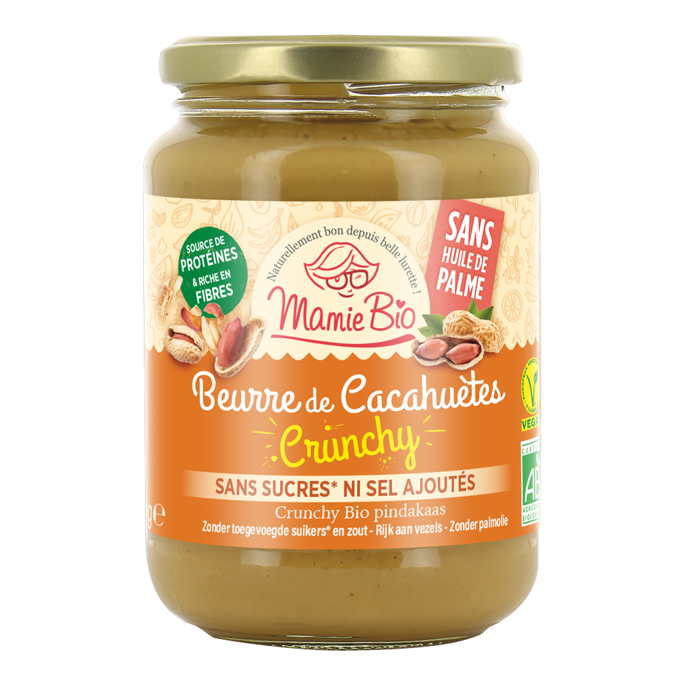 Beurre de cacahuètes crunchy bio