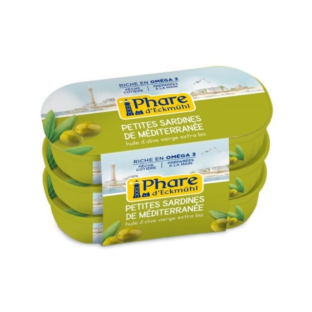 Petites sardines à l'huile d'olive vierge extra bio - 3x55g