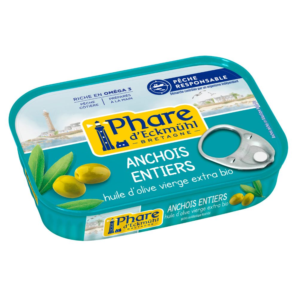 Anchois entiers à l'huile d'olive vierge extra bio
