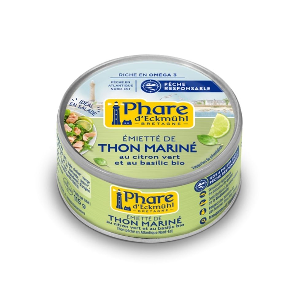Émietté de thon mariné au citron vert et au basilic bio