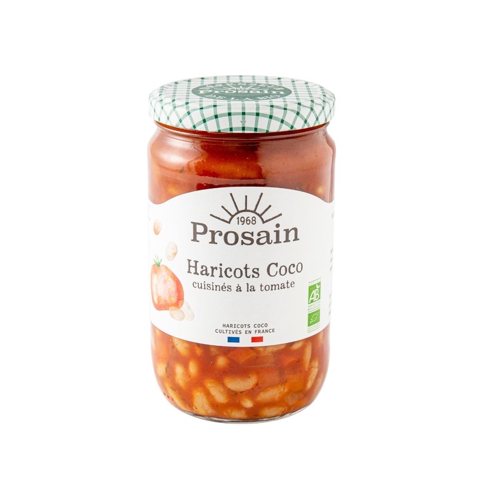 Haricots coco à la tomate et aux petits légumes bio