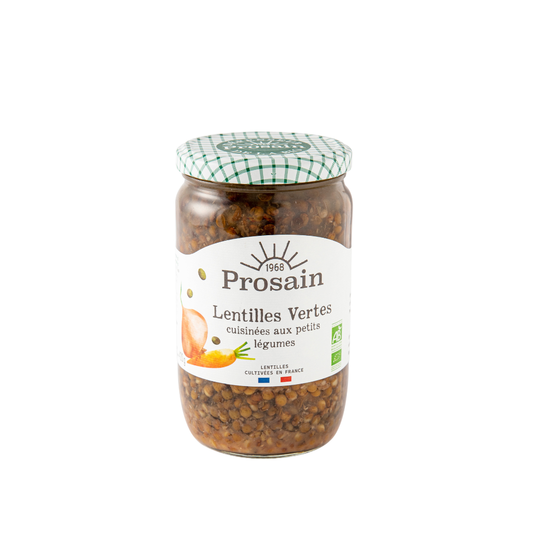 Lentilles vertes cuisinées aux petits légumes bio