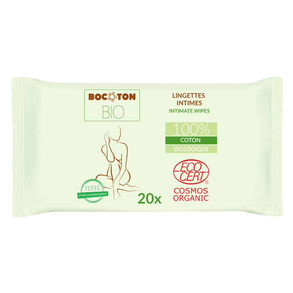 Lingettes de toilettes intime en coton bio x 20
