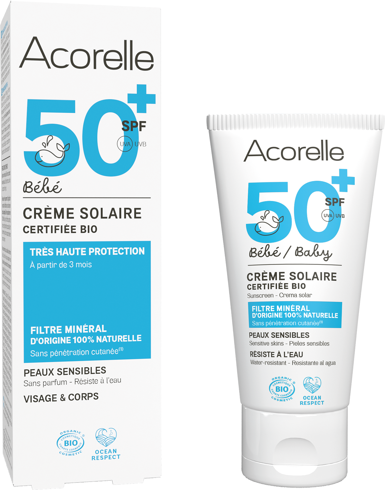 Crème solaire bébé SPF50+ certifiée bio