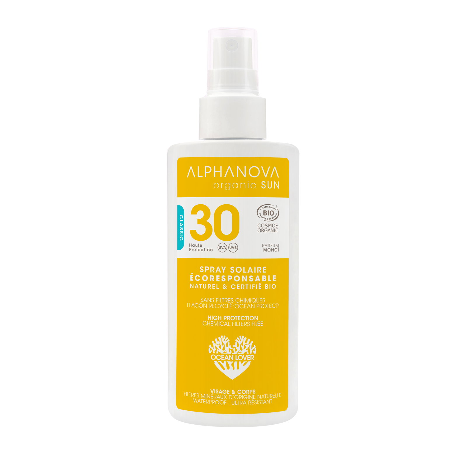 Spray solaire SPF30 certifié bio