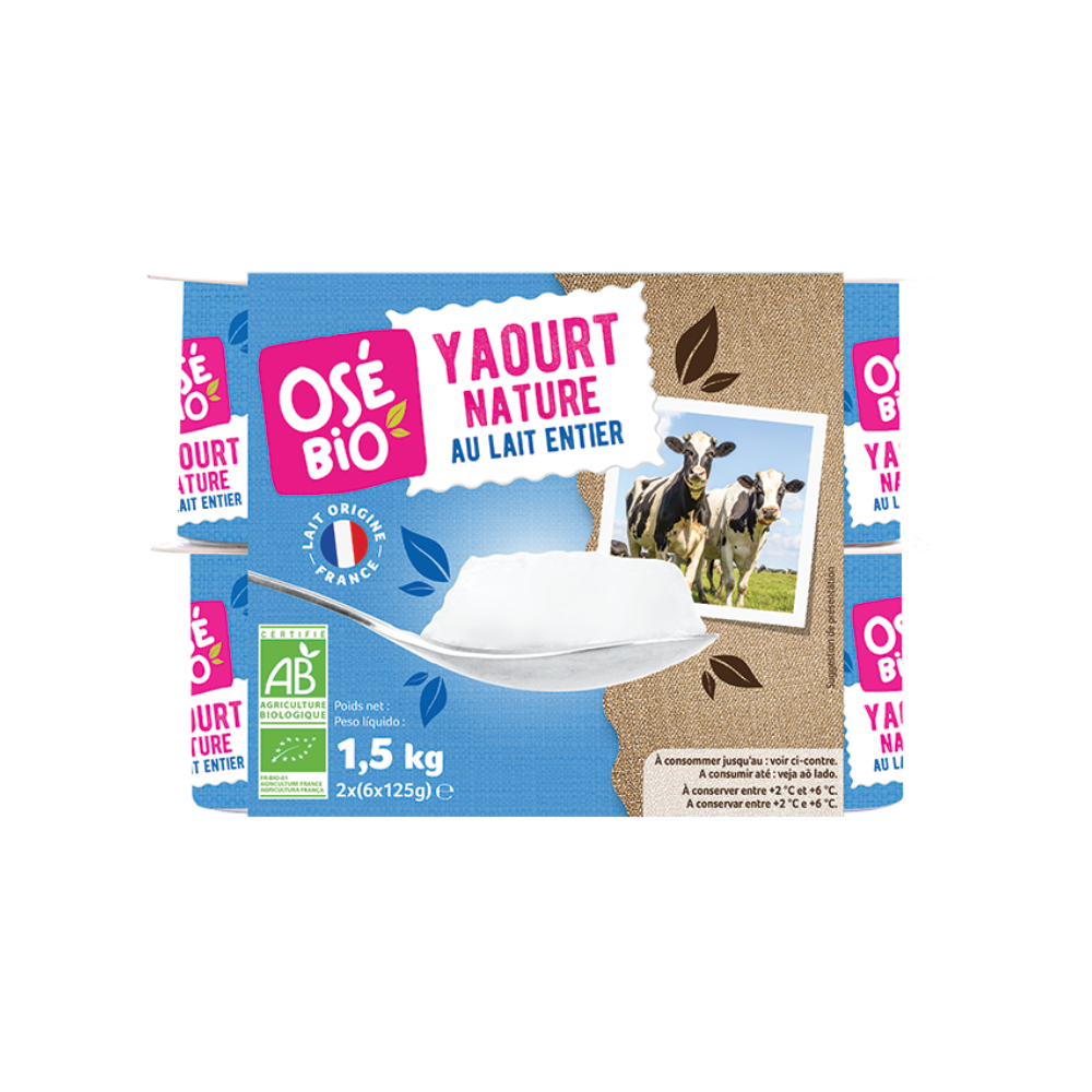 Yaourt nature au lait entier bio x12