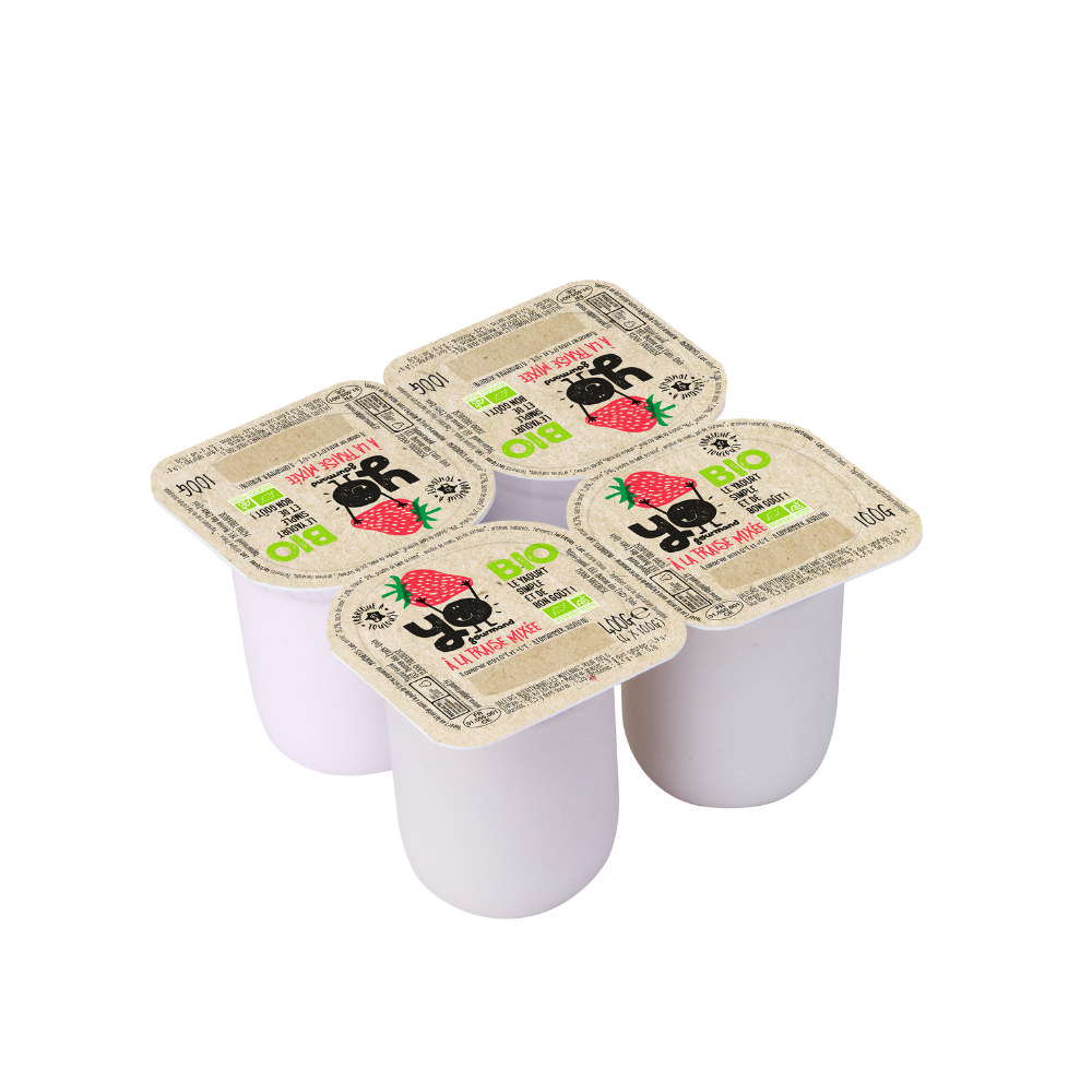Yaourt brassé aux fruits mixés - fraise bio x4
