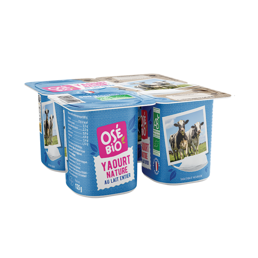 Yaourt nature au lait entier bio x4