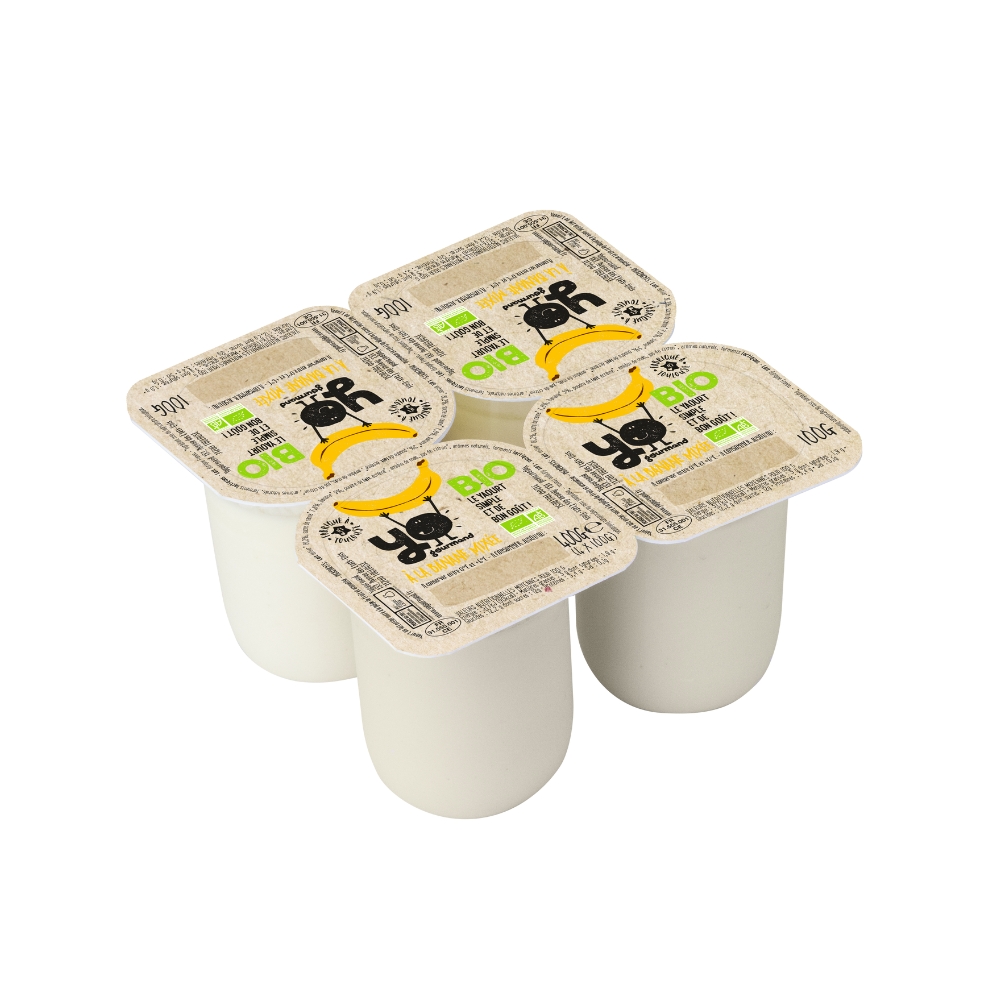 Yaourt brassé aux fruits mixés - banane bio x4