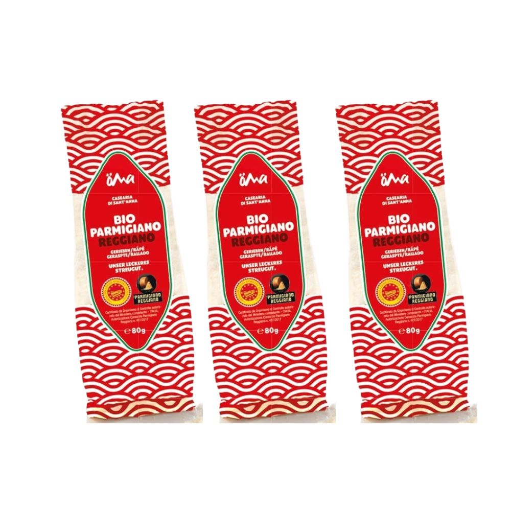 Lot de fromages rapés parmesan reggiano AOP 12 mois bio x 3