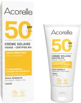 Crème solaire visage SPF50 sans effet blanc certifié bio