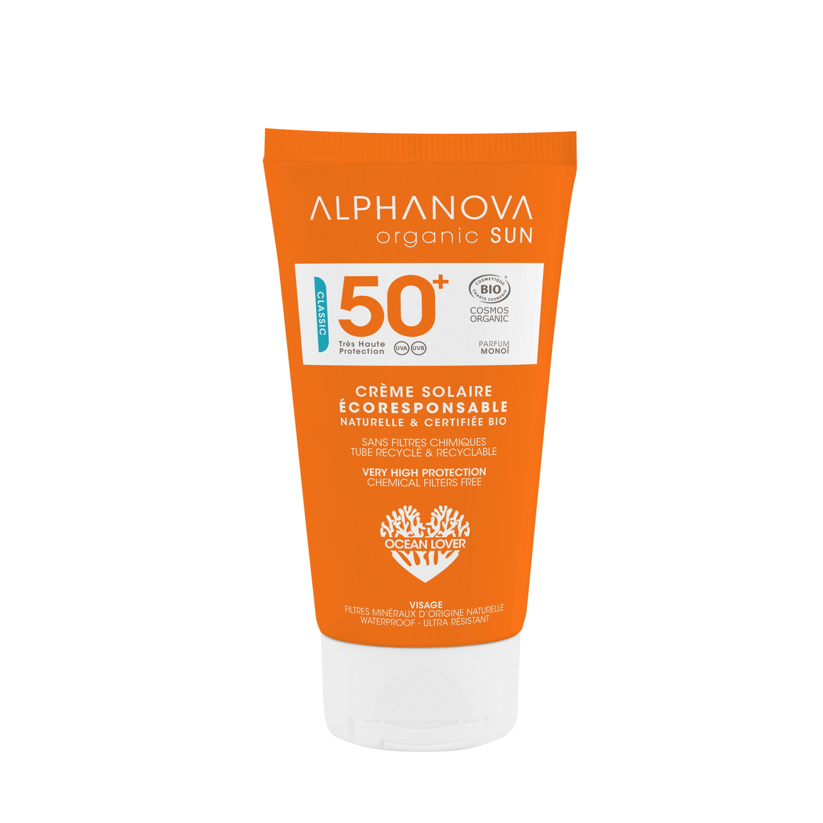 Crème solaire visage SPF50+ certifiée bio