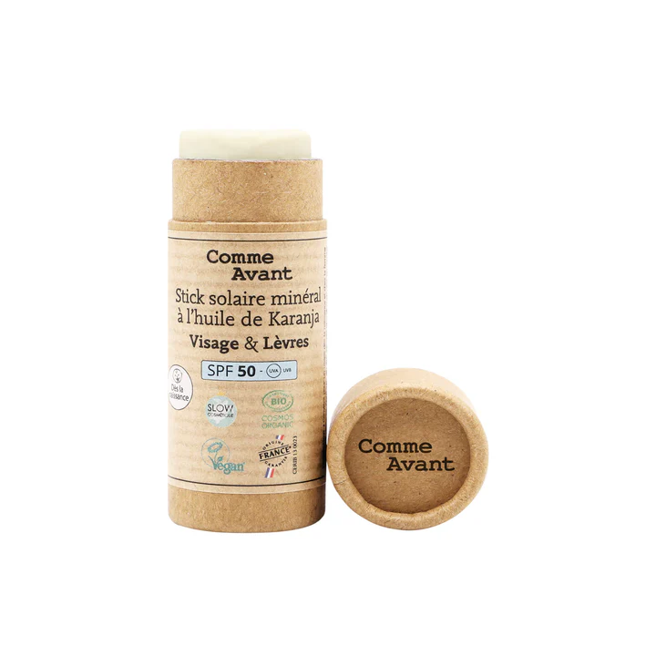 Stick crème solaire minérale solide SPF50 - visage & lèvres