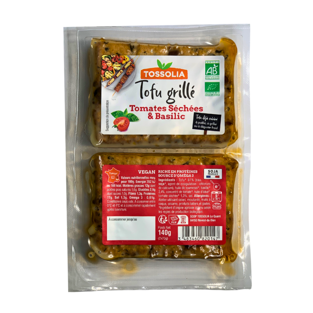 Tofu grillé tomates séchées basilic bio