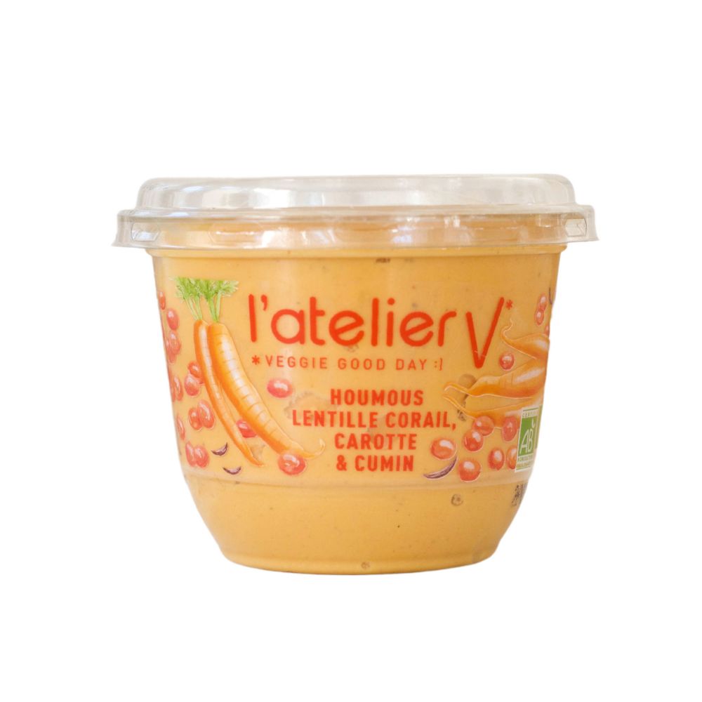 Houmous de lentille corail, carotte et cumin bio