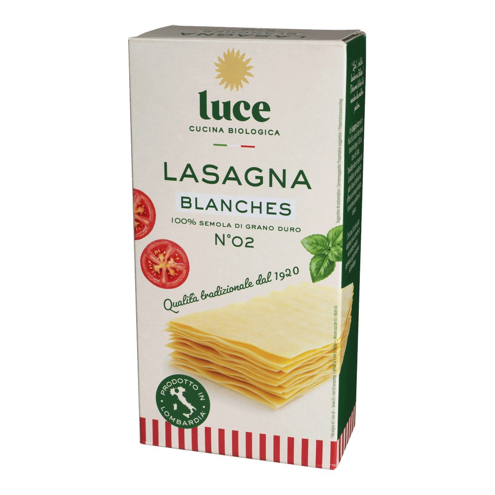 Feuilles de lasagnes blanches de blé bio - 250g