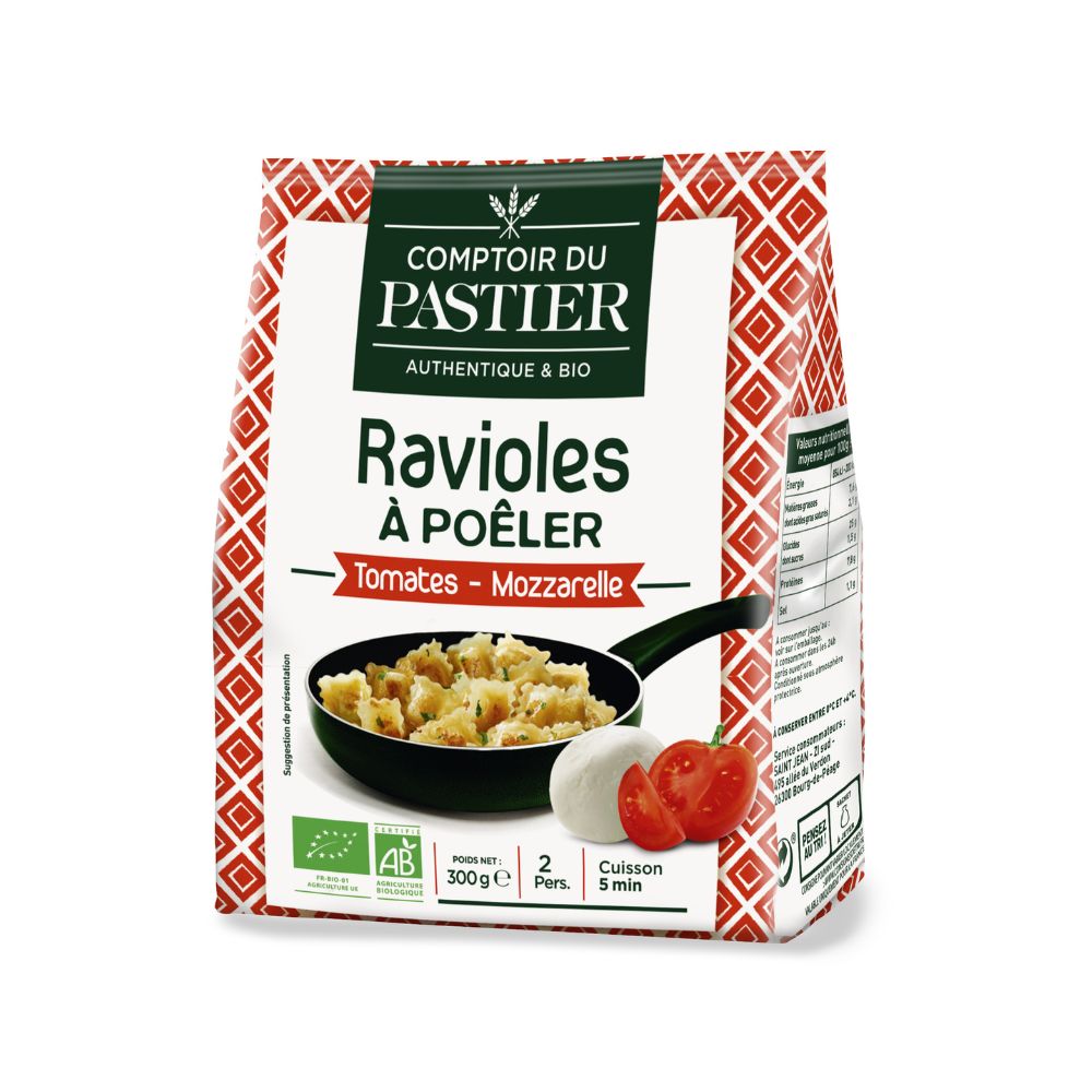 Ravioles fraîches à poêler tomate mozzarella bio