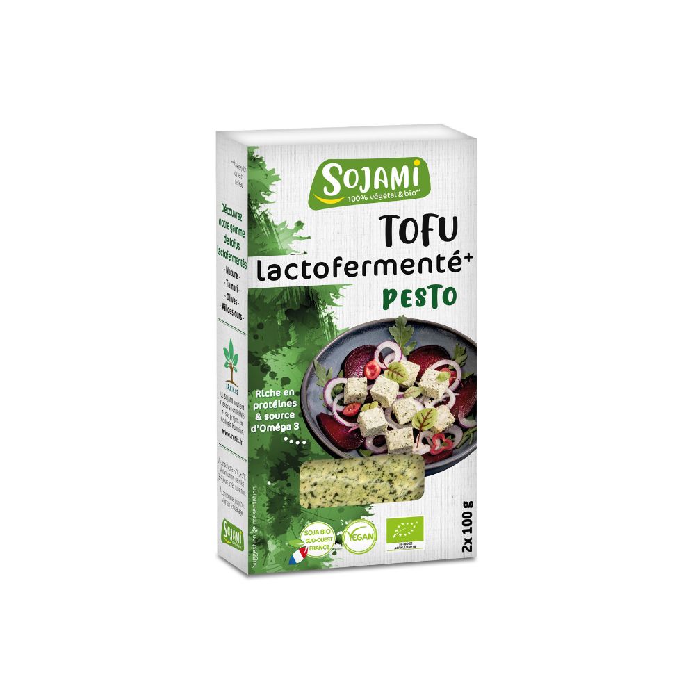 Tofu lactofermenté au pesto bio