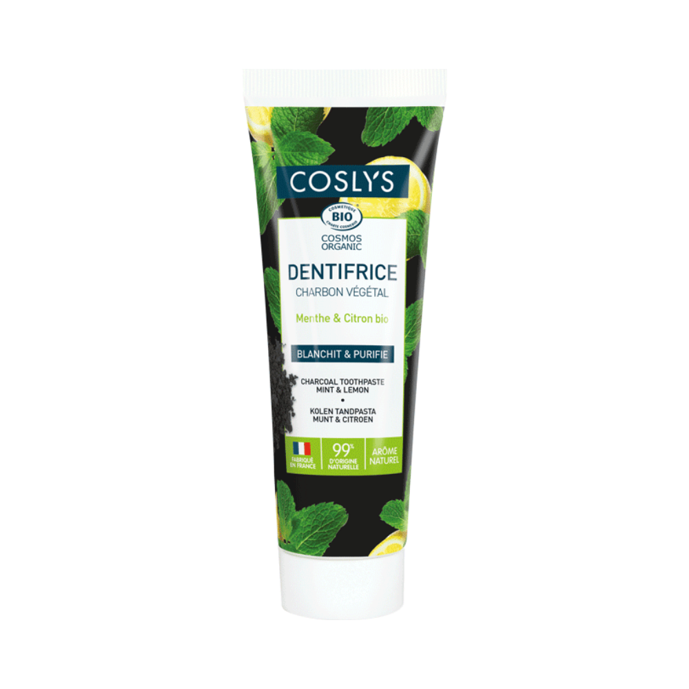 Dentifrice charbon végétal à la menthe et au citron - sans fluor