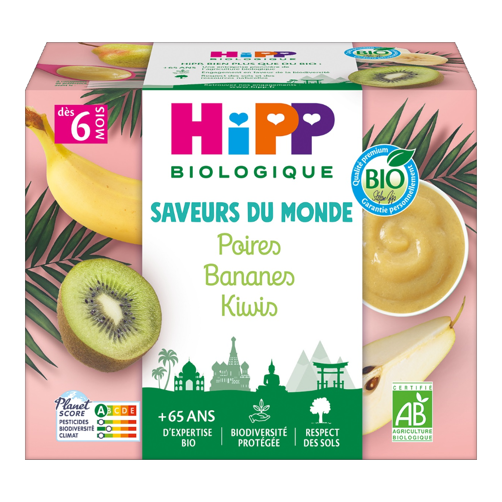 Purée poires bananes kiwis bio x4 (dès 6 mois)