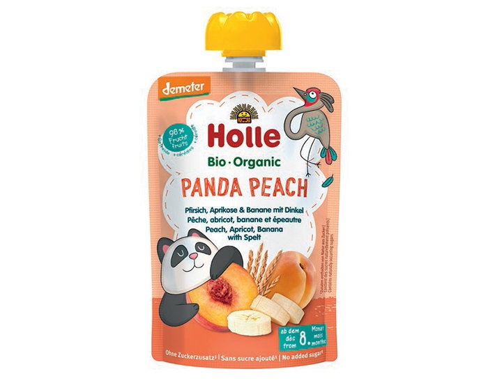Gourde pêche, abricot, banane et épeautre, panda peach bio (dès 8 mois)