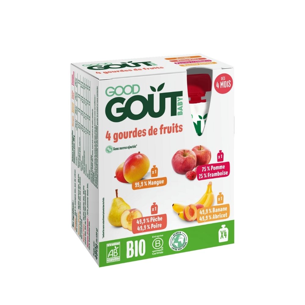 Gourdes fruits variés bio (dès 4 mois) - 4x120g