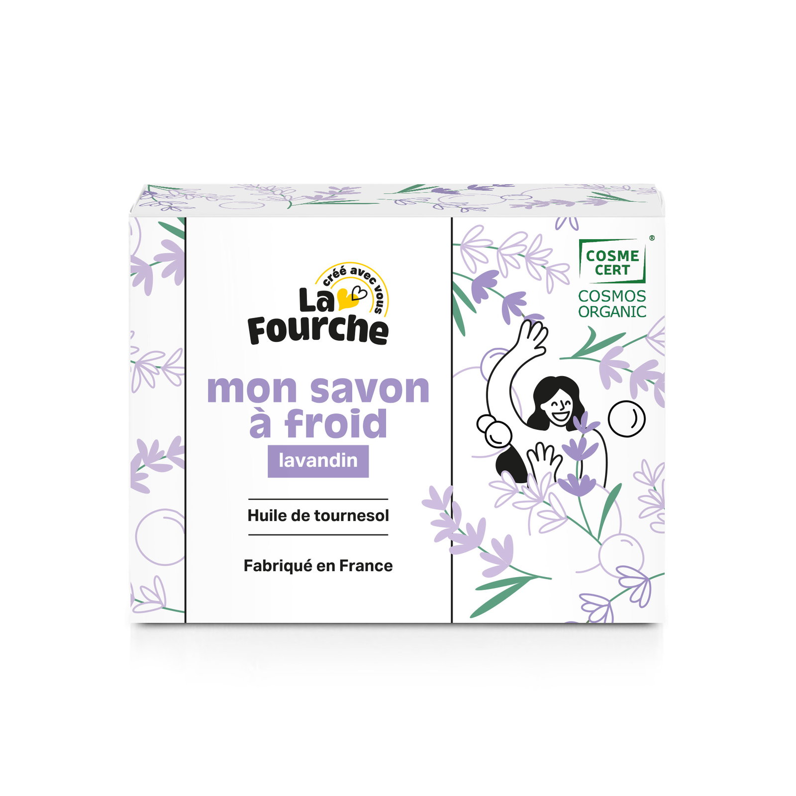 Savon saponifié à froid lavandin certifié Cosmos Organic