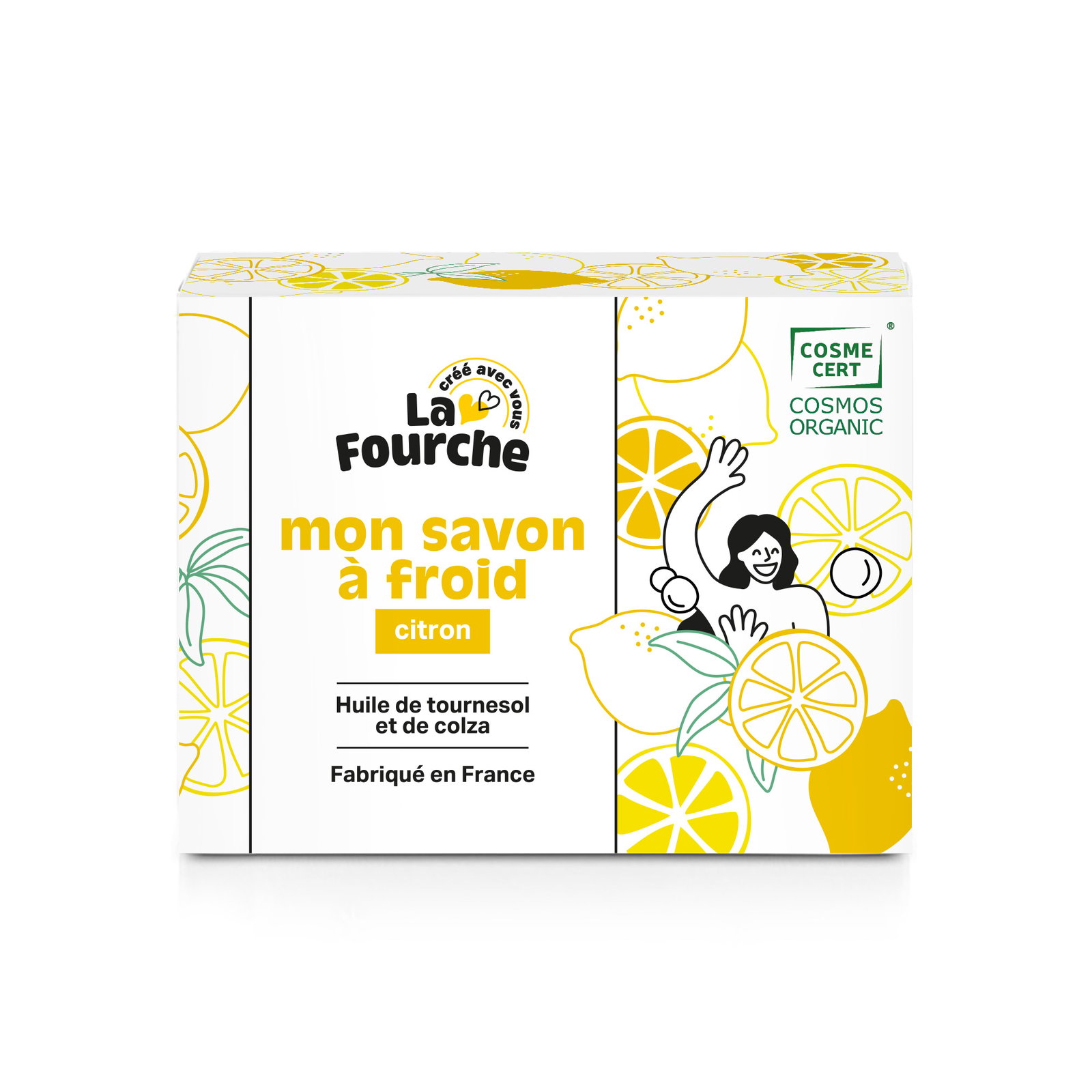 Savon saponifié à froid citron certifié Cosmos Organic