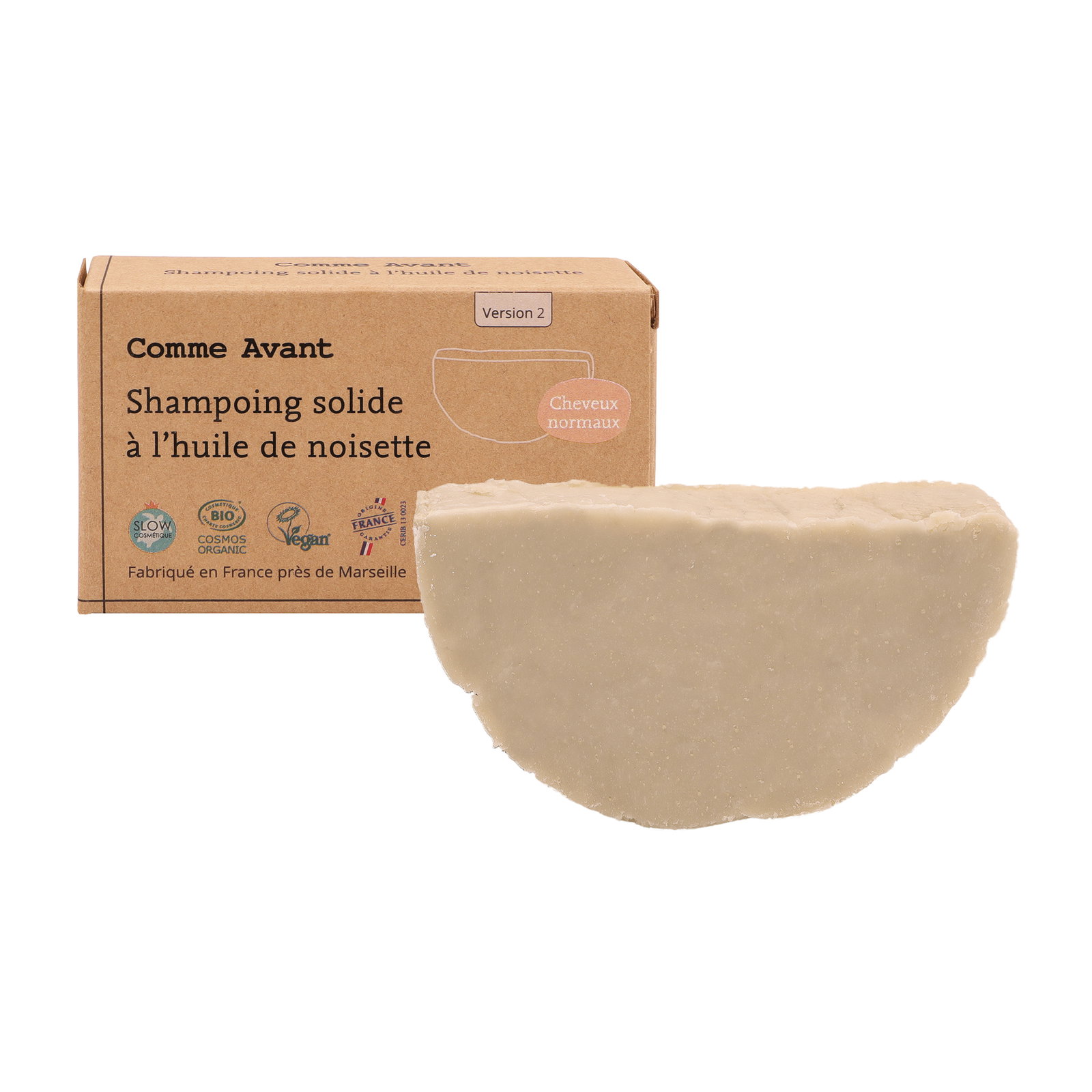 Shampoing solide à l'huile de noisette certifié bio
