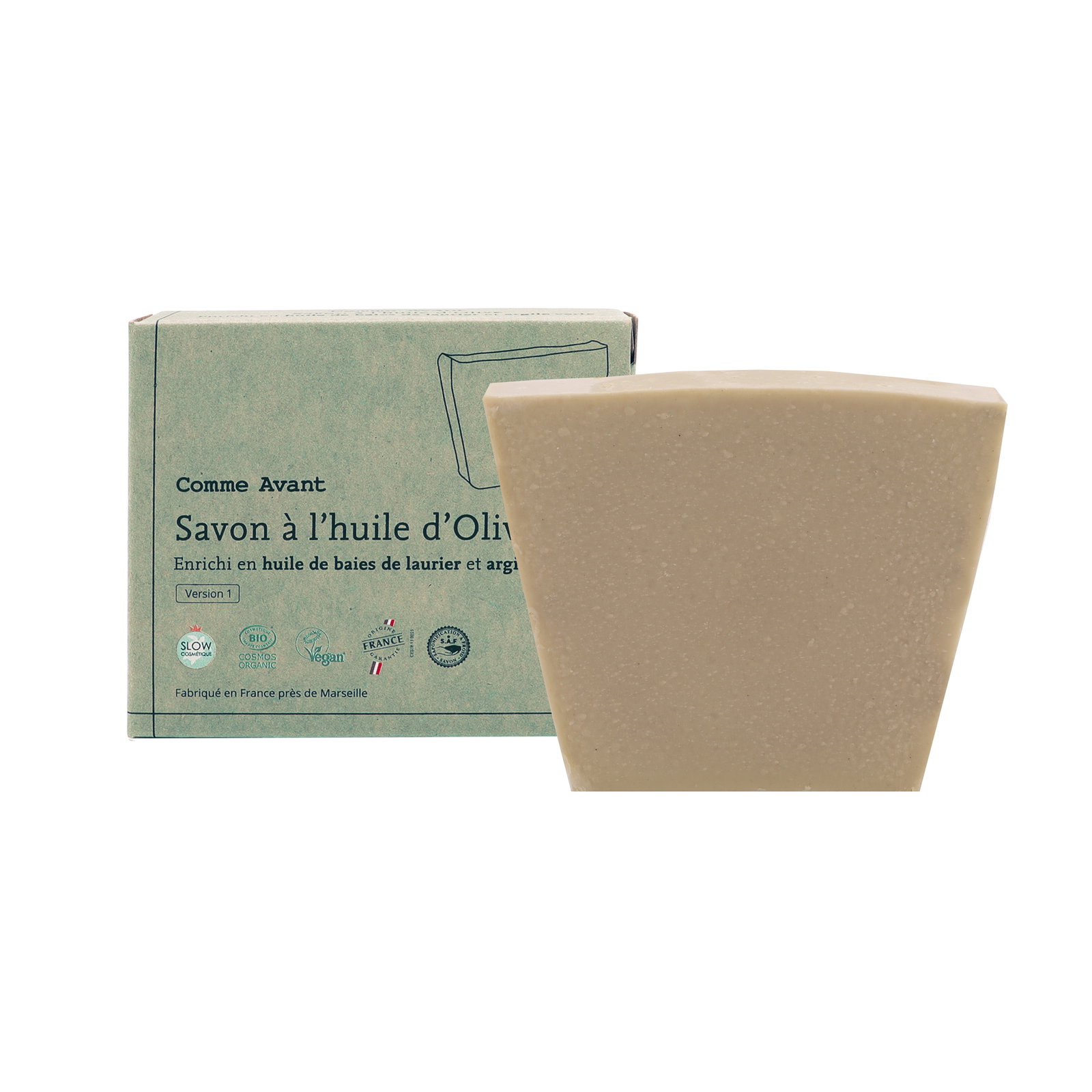 Savon à l'huile d'olive enrichi en huile de baie de laurier et argile verte