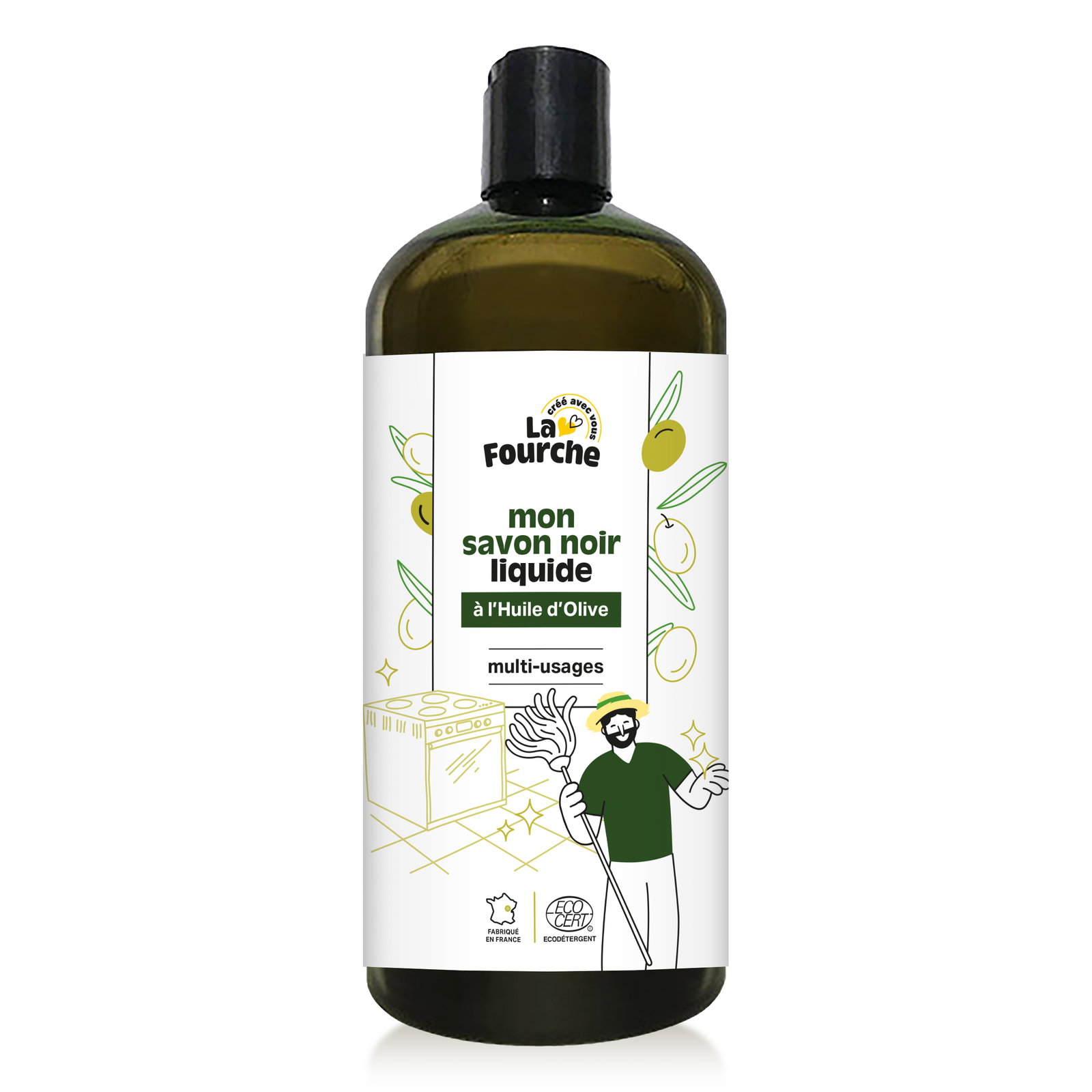Savon noir liquide à l'huile d'olive certifié Ecodétergent - 1L