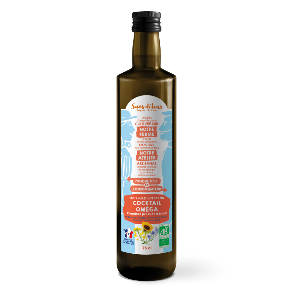 Mélange 3 huiles oméga colza tournesol lin origine France bio