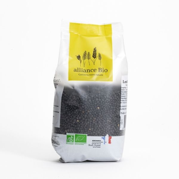 Lentilles noires beluga origine France bio