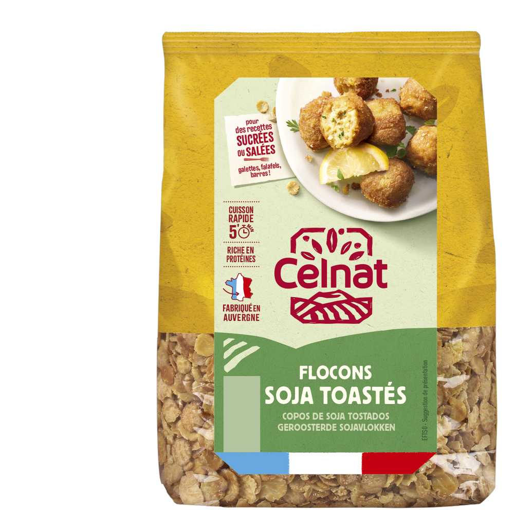 Flocons de soja toastés bio