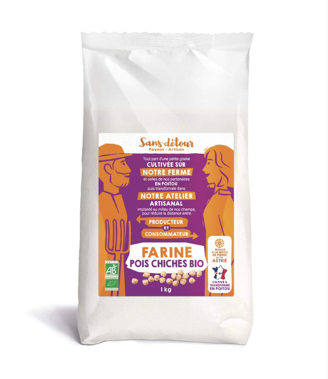Farine complète de pois chiche origine France bio