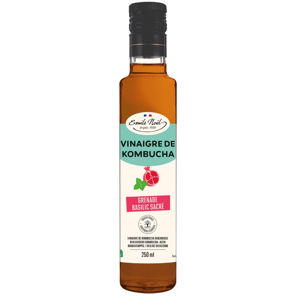 Vinaigre de kombucha grenade basilic bio
